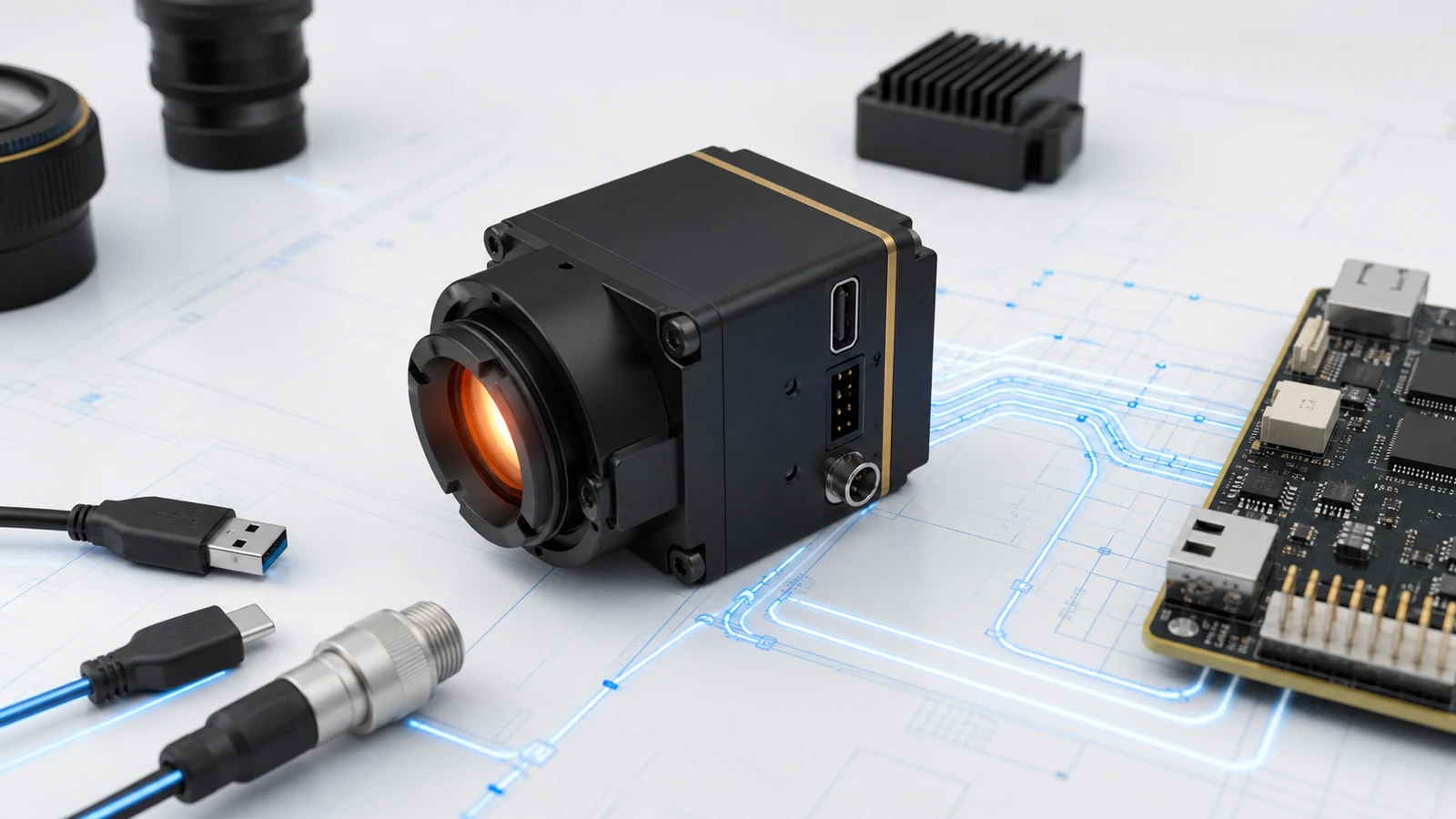 CVBS thermal camera module interface comparison with USB MIPI and DVP paths