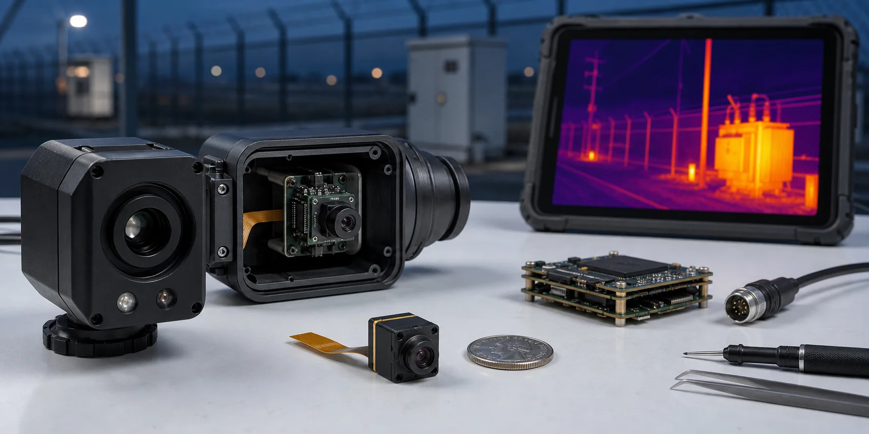 Compact 21 mm x 21 mm x 20.2 mm outdoor thermal imaging module installed inside a rugged field device