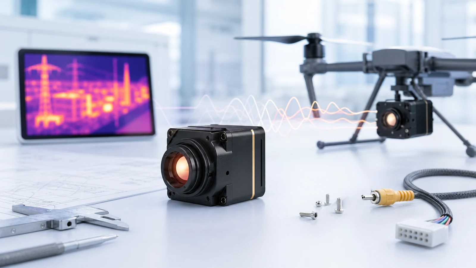 CVBS thermal camera module analog video integration cover for OEM and drone systems