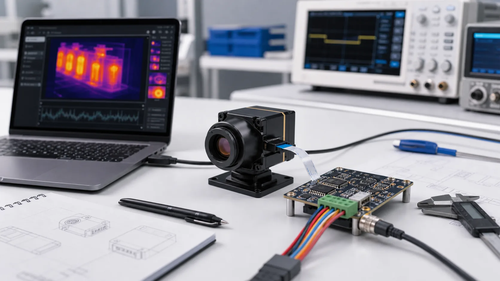 drone thermal camera module inspecting solar panels