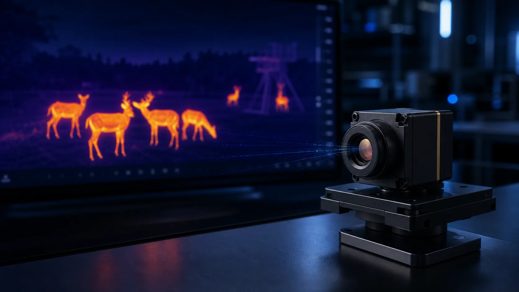 Camcuda LWIR thermal camera module banner with accurate animal heat signatures