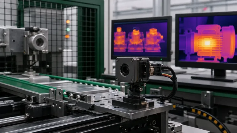 ir camera core installed in a compact edge inspection pilot cell with thermal review monitors