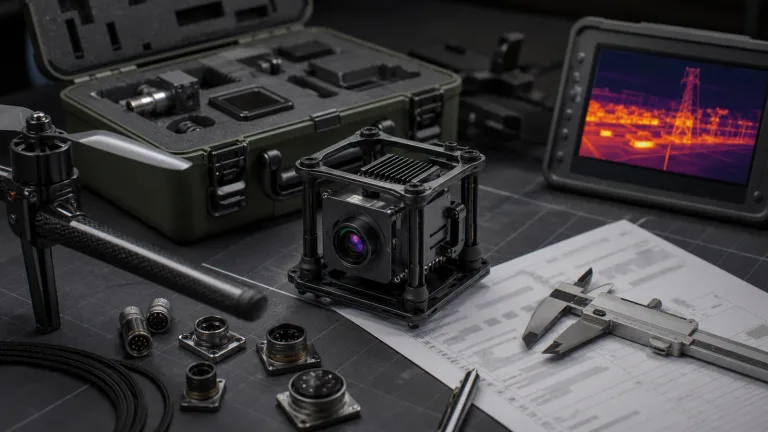 thermal camera for drone RFQ review table with compact LWIR payload module and connector samples
