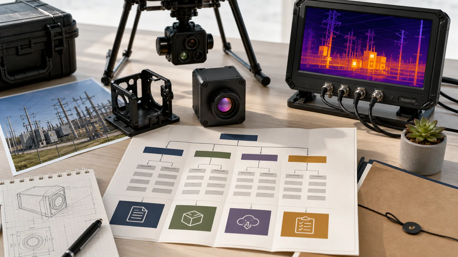 جدول تخطيط خريطة الصفحة لوحدة التصوير الحراري لقرارات طلبات عروض الأسعار (RFQ) للتطبيقات الميدانية الخارجية والطائرات بدون طيار (UAV)
