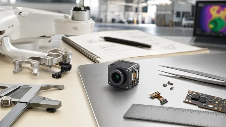 dji thermal drone custom payload RFQ with compact HR21 module calipers ruler tweezers and UAV bracket