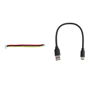 AeroMini 640 Type-C and Both kits: wiring cable on the left and included USB-A to USB-C data cable on the right